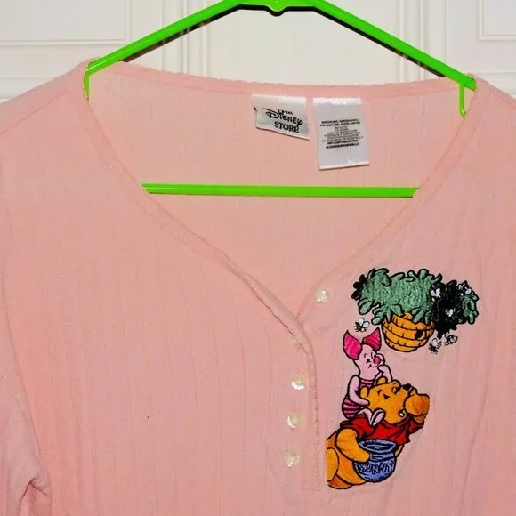 90s Disney Store Vintage Winnie The Pooh Henley Shirt - Picture 6 of 7